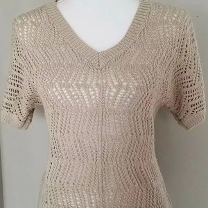 Sonoma Women’s Open Knit Sweater Top XS Natural Tan neutral